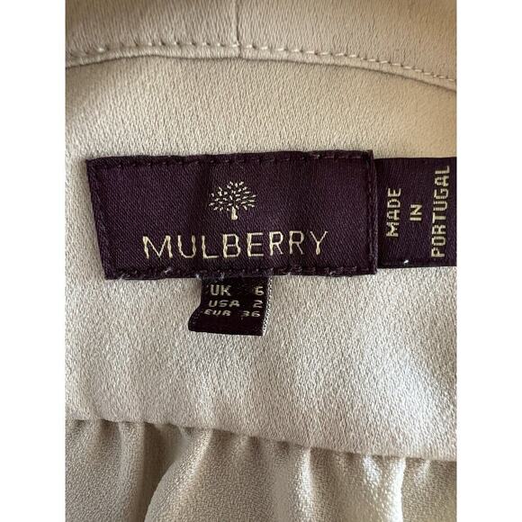 Authentic Mulberry Ivory Cream Blouse Button Down Bow Tie Size 2 - Picture 8 of 10